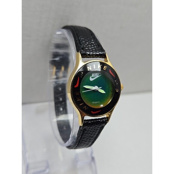 Womens Nike Air Mood Watch Green Color Changing Dial Gold Tone New Battery USA - Picture 3 of 11
